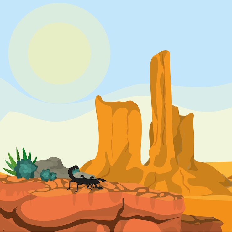 Vector desert landscape cartoon