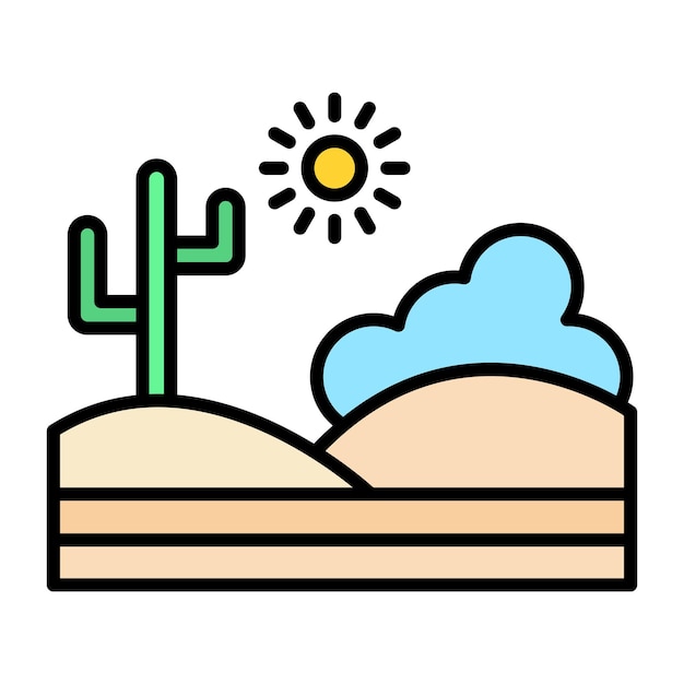 Desert Landscape Flat Illustration