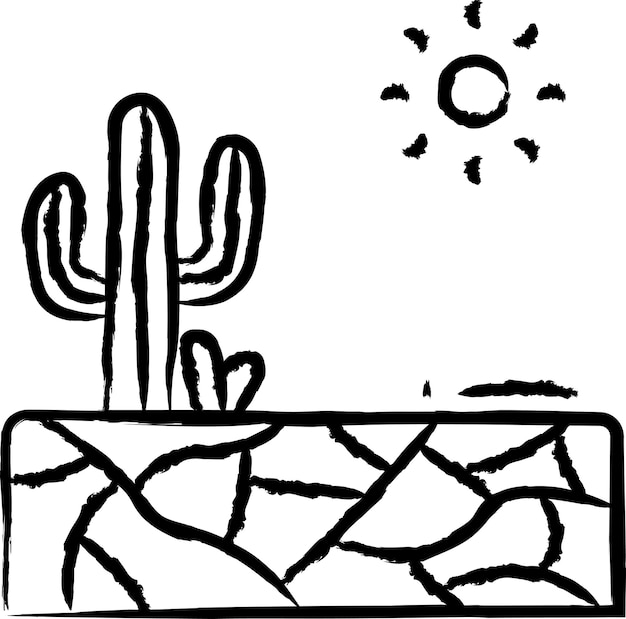 Vector desert landscape hand drawn vector illustration