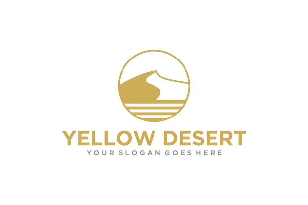 사막 풍경 로고 디자인 골드 컬러 선인장 나무 아이콘 기호 사하라 사막 모래 언덕 그림