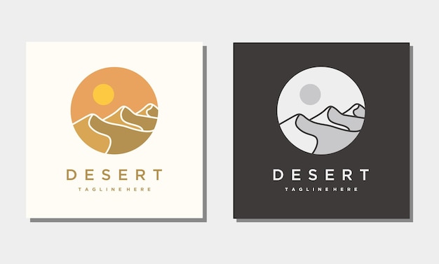 Vector desert landscape logo design showing sand dune inspiration