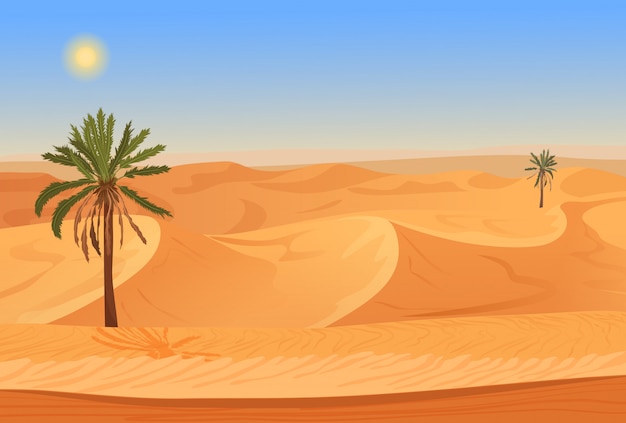 Vector desert landscape with palms