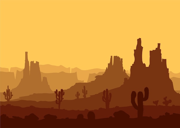 desert landscape witn huge rocky mountains vector