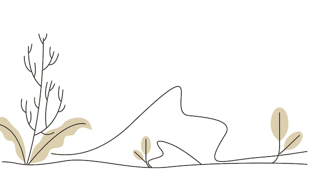 desert line illustration with branches