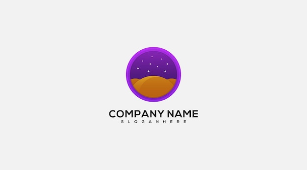 Vector desert logo design template night illustration