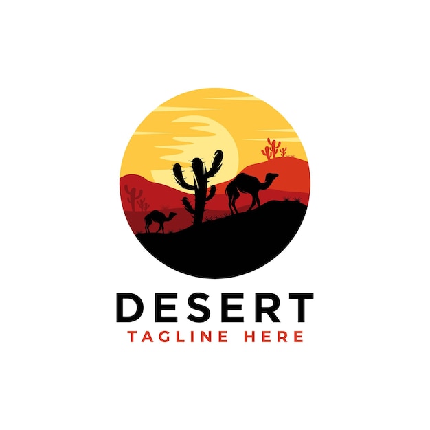 Vettore modello di progettazione del logo del deserto