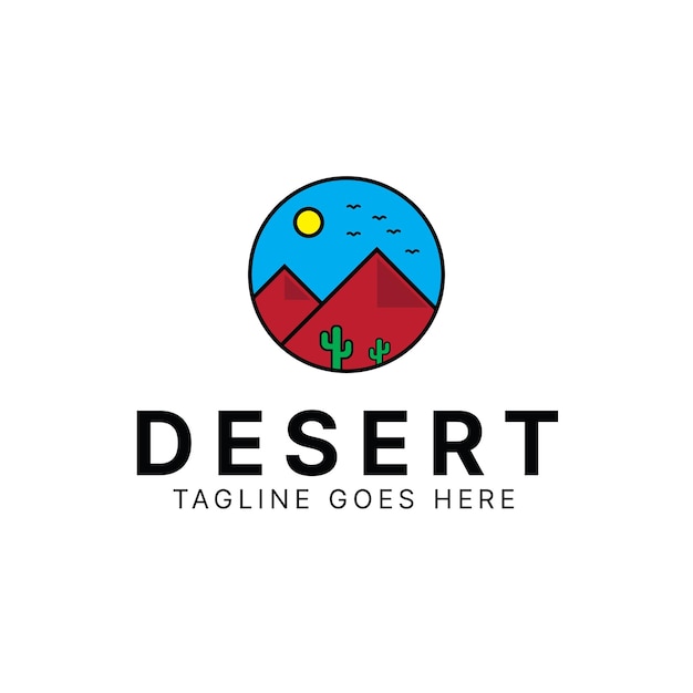 Vettore modello di progettazione del logo del deserto