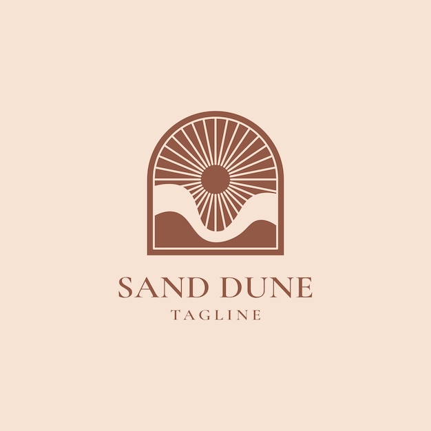 Vettore distintivo del modello del logo del deserto per concetti di turismo di viaggio ed ecologia
