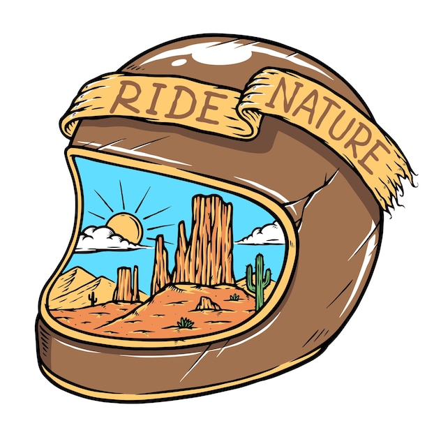 desert motorbike helmet vector illustration