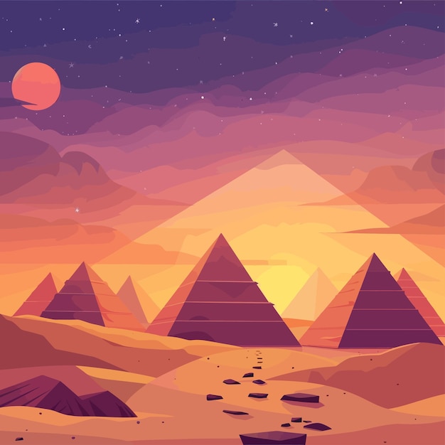 Vector desert_pyramids_oasis_vector_flat_illustration
