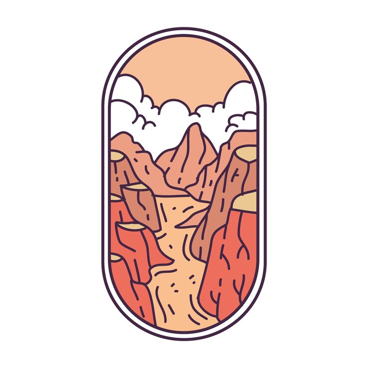 Desert river Monoline badge