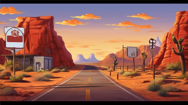 Vector a desert road game background vector illustration