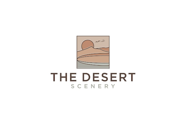 Vettore desert sand dunes logo design natura outdoor icona simbolo