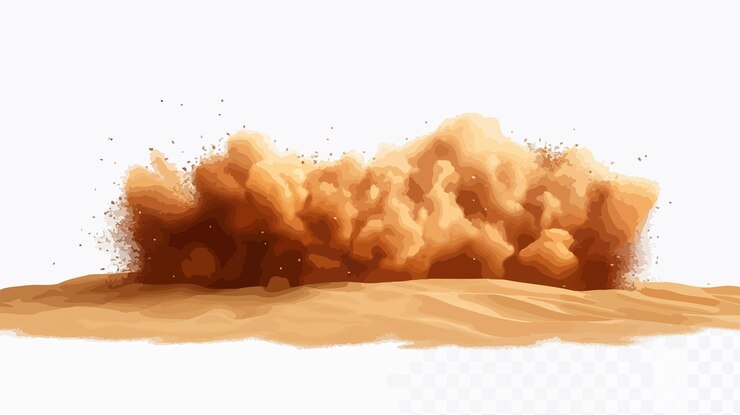 Vector desert sand explosion effect with transparent background for professional projects