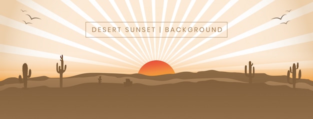 Vector desert sunset landscape illustration