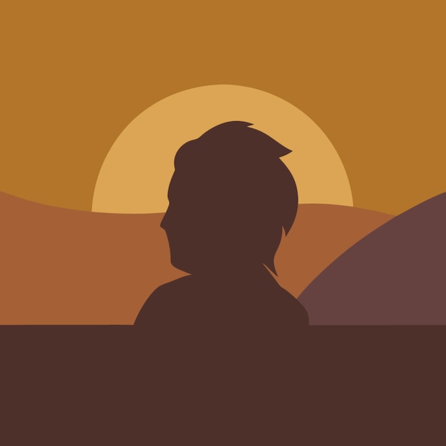 砂漠の夕暮れのシルエット