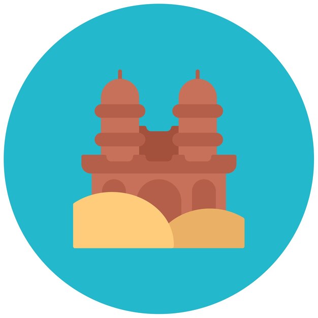 Vector desert temple flat illustration