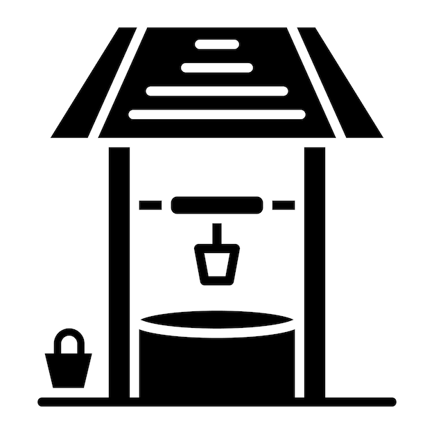 Vector desert water well glyph solid black illustration