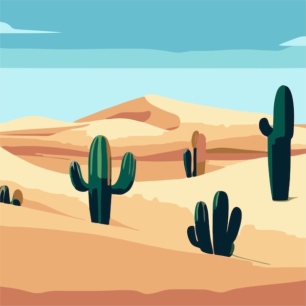サボテンのベクトル 1 を持つ砂漠