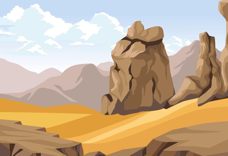 Vector desert with rocks