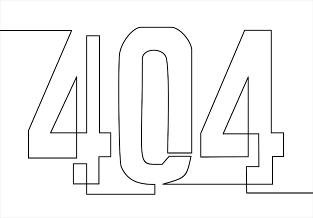 Ошибка дизайна 404 Векторная концептуальная иллюстрация для страницы 404 непрерывного рисования линий