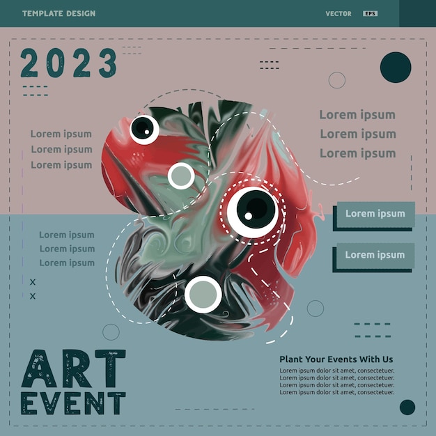 Vettore modelli di post sui social media per eventi artistici di design un poster per una presentazione chiamata evento artistico