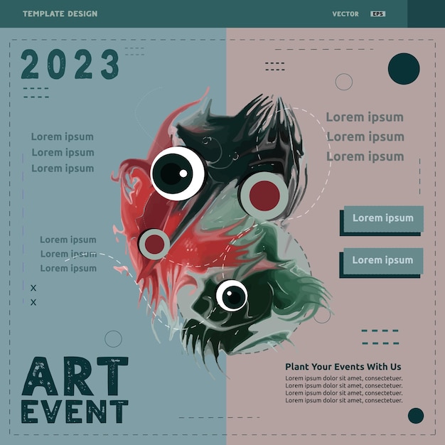 Vettore modelli di post sui social media per eventi artistici di design un poster per una presentazione chiamata evento artistico