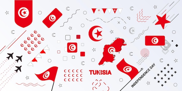 Vettore sfondo di design per commemorare il giorno dell'indipendenza della tunisia