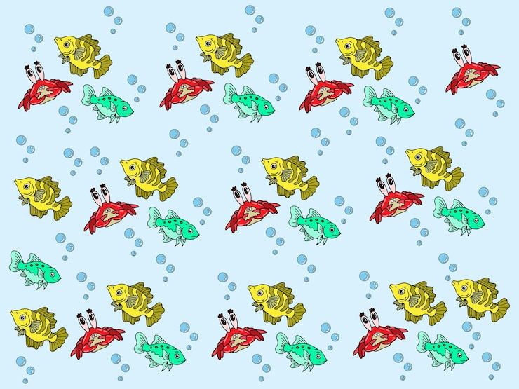 Vector design background pattern ocean fish cute