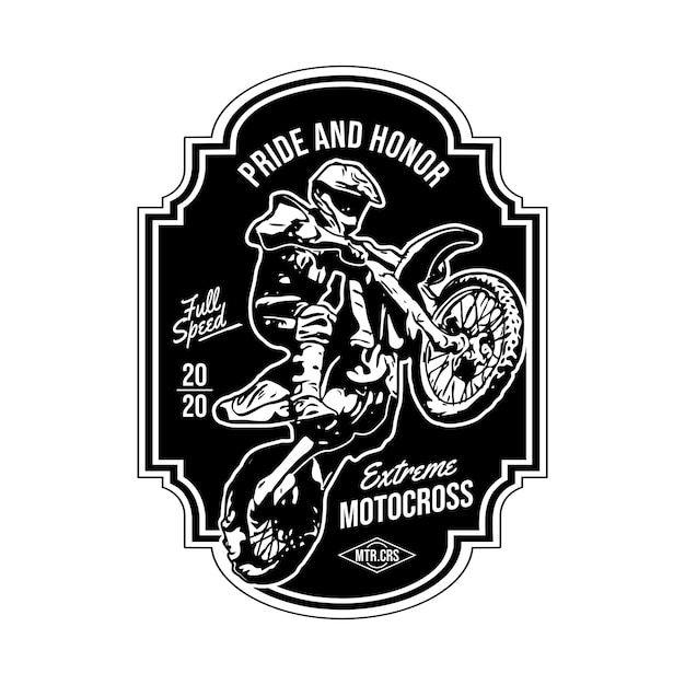 디자인 배지 엠블럼 Motocross Strong Pride And Honor