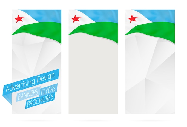 ジブチの旗とバナー チラシ パンフレットのデザイン