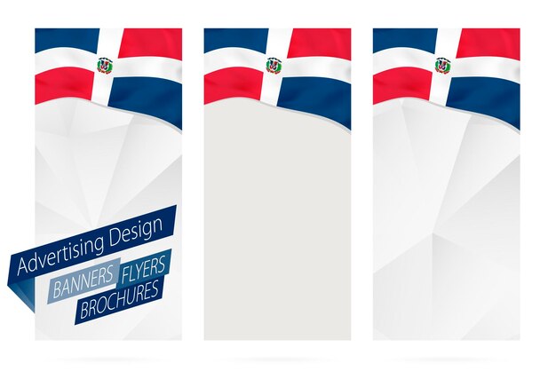 Vector design of banners flyers brochures with flag of dominican republic