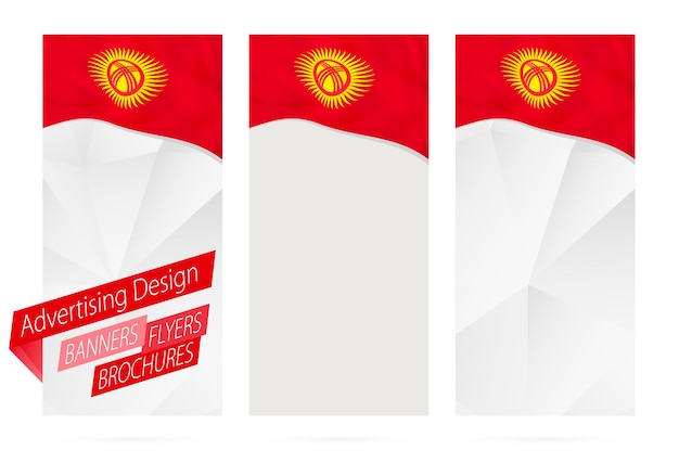 Design of banners flyers brochures with flag of kyrgyzstan