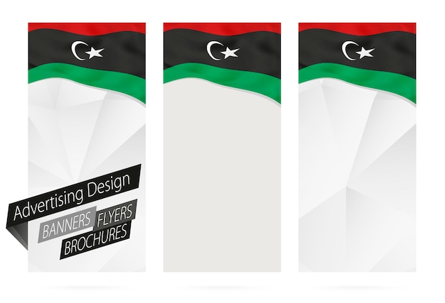 Progettazione di striscioni volantini opuscoli con bandiera della libia