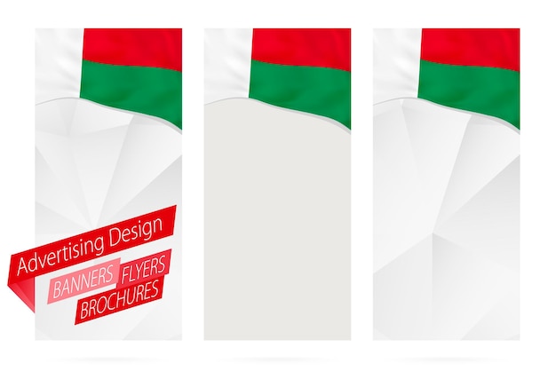 Design of banners flyers brochures with flag of Madagascar