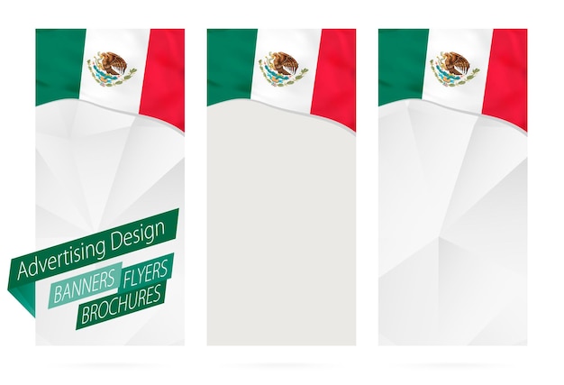 Design of banners flyers brochures with flag of Mexico