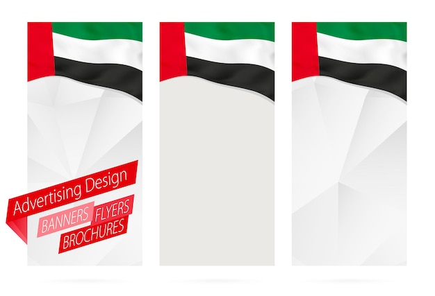 Vettore progettazione di striscioni volantini opuscoli con bandiera degli emirati arabi uniti