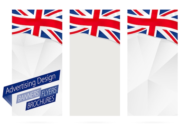 Design of banners flyers brochures with flag of United Kingdom