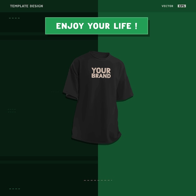 Design a black Tshirt for your best product with a green background Template Design