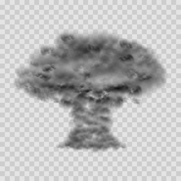 爆弾のデザインは、透明な背景に分離された煙キノコのベクトル図を爆発させる