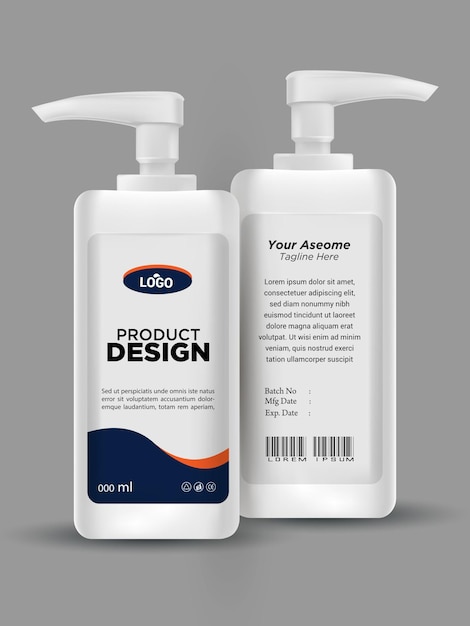 Design bottle of hand sanitizer on gray background with back and front part