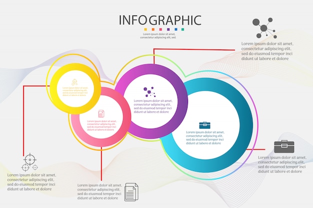 비즈니스 템플릿 4 옵션 infographic 차트 요소를 디자인합니다.