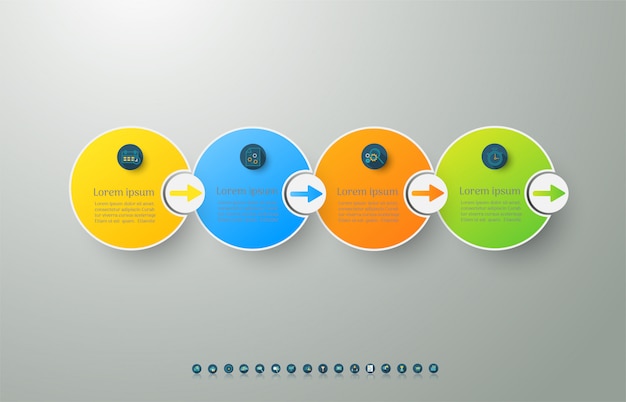デザインビジネステンプレート4オプションまたは手順インフォグラフィックグラフ要素。