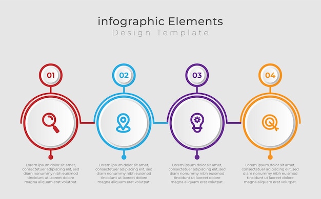 プレゼンテーションのデザイン ビジネス テンプレート 4 ステップ インフォ グラフィック グラフ要素