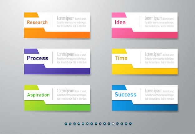 Design business template 6 options infographic chart element