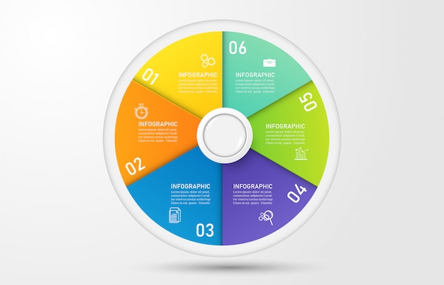 Design business template 6 options infographic for presentations.