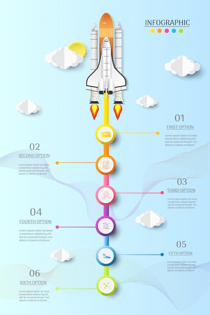 Vector design business template 6 options or steps infographic chart element.