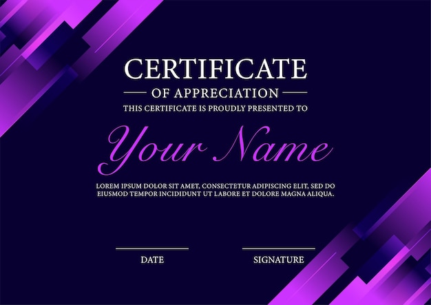 Дизайн сертификат признательности шаблона
