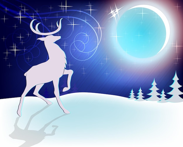 Design Christmas deer with moon