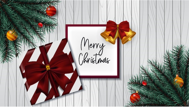 design christmas with decoration in wood background